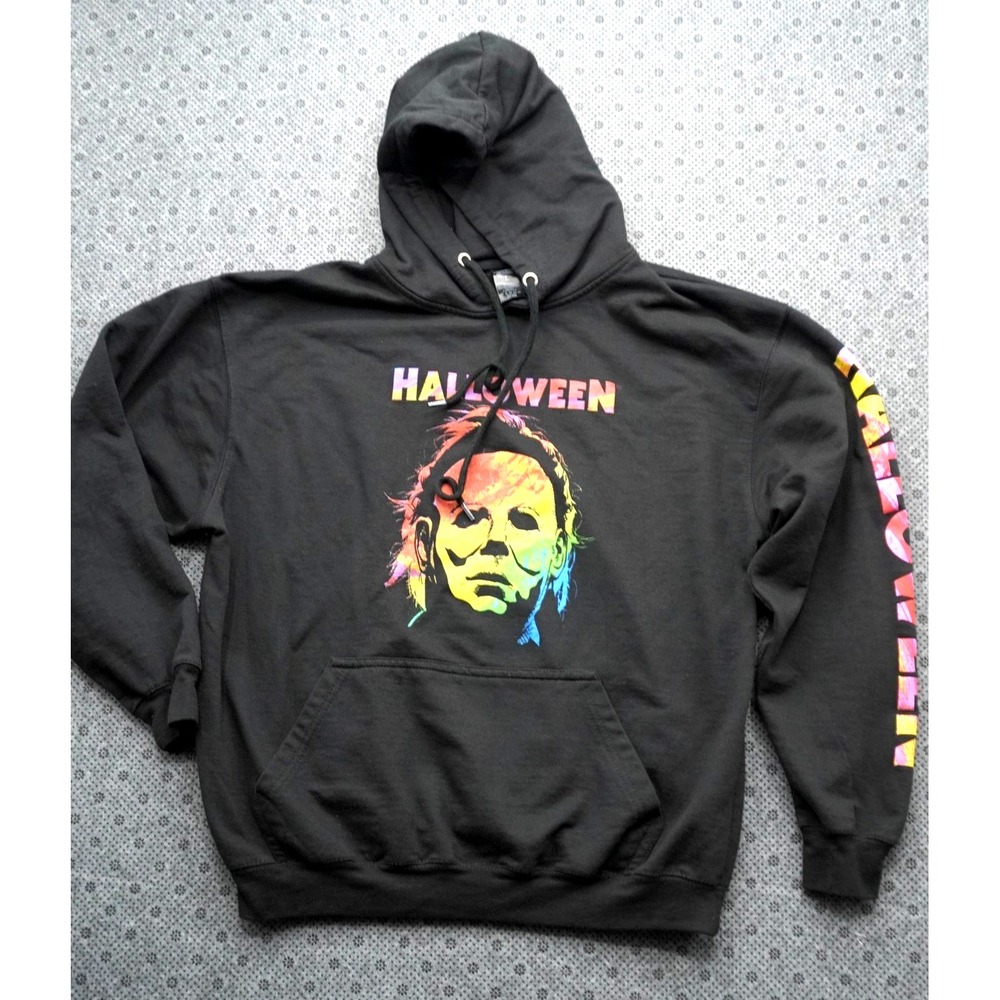 Halloween Michael Myers Rainbow Mask Graphic Hoodie Mens Size L - SPOOKY SEASON